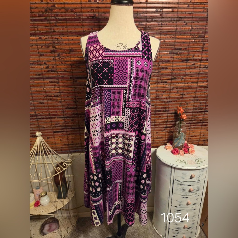 Bobbie Brooks Purple Patchwork Midi Dress